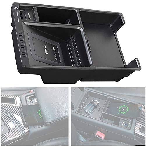 Kabelloses Ladegerät Auto für Audi A4 A5 S4 S5 2017-2021 Center Console-Zubehörfeld, 10W Qi Schnell-ladegerät Armlehneneinsatz Palettenaufbewahrungsbox Behälter für iPhone Galaxy