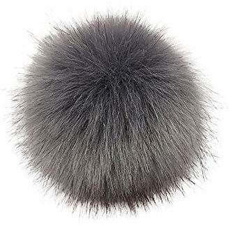 Asalinao Kunstpelz Pompon Anhänger 10cm für Hüte Mützen Tasche, DIY Strickmützen Accessoires-Kunstpelz Pom Pom Ball mit Druckknopf (L)