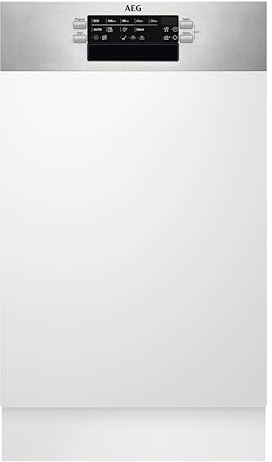AEG FEE7341AZM Integrierter-Geschirrspüler / 45cm / AirDry - perfekte Trocknungsergebnisse / D / energiesparend / Besteckkorb / Beladungserkennung / Display / Startzeitvorwahl / extra leise