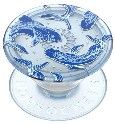 PopSockets: PopGrip Plant - Soporte y Agarre Extensibles Hechos de Materiales Vegetales con un PopTop Intercambiable para Smartphones y Tabletas - Translucent Cosmic Koi