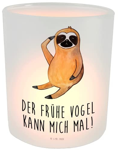 Mr. & Mrs. Panda Windlicht Faultier Vogel - Geschenk, fragend, Kerzenlicht, Windlicht Kerze, Faultier Geschenk, Teelichter, Windlicht Dekorieren,