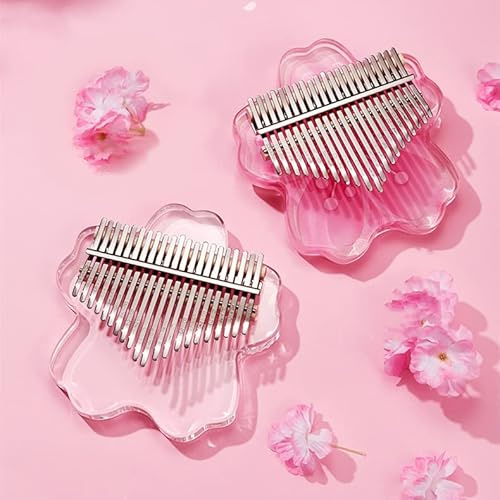 Tragbares Sakura Finger Daumen Klavier 17/21 Tasten Pinky Mini Kalimba Finger Musikinstrument Geschenke für Anfänger (Durchsichtig 17 Tasten)