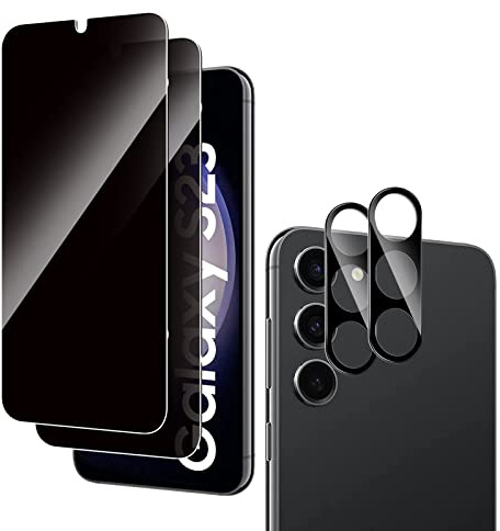 LiiLaa Sichtschutz für Samsung Galaxy S23 5G für Panzerglas, 2 Stück Gehärtete Glas Schutz Folie mit 2 Stück Kameraschutz, 9H displayschutz Ultra-klar Schutzglas