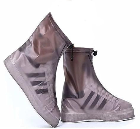 mmasport copriscarpe in pvc impermeabili, resistenti all'acqua, antiscivolo, coppia di copri scarpe da pioggia protettivi anti slip in pvc unisex, riutilizzabili (42-43, grigio)