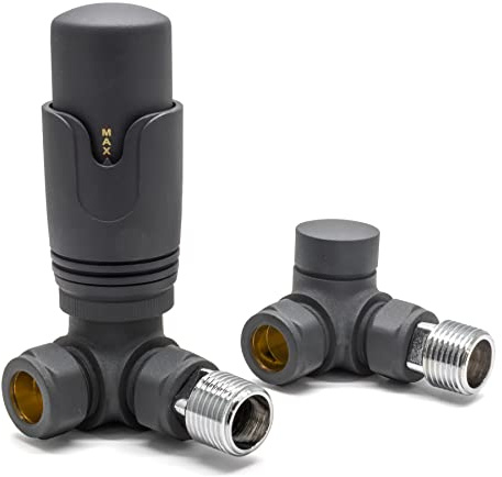 Adept Technology TRV c/w Lockshield and Modern Valves Head Kit (15mm x 1/2) - Corner, Anthracite