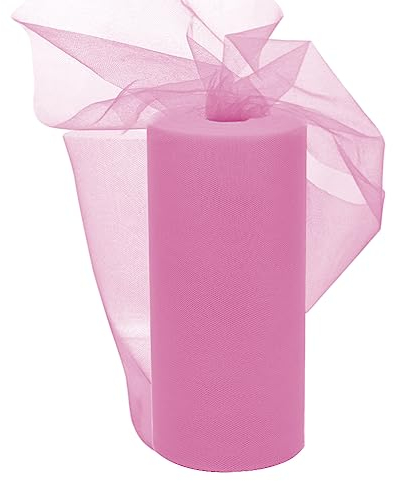 EUBSWA Rotolo di Tulle Rosa Chiaro 30cm x 92M, Tulle Wedding Deco Tessile Table Runner Tulle Roll Tessuto per DIY Tutu Tabella Crafts Party Decoration