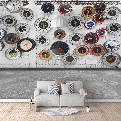 Foto Murale 3D Orologio D'Epoca Peel And Stick Poster Da Parete Rimovibile Tv Sfondo Decorativo Adesivo Da Parete Per Camera Dei Bambini Soggiorno Camera Da Letto 250 (larghezza) x 175 (altezza) cm
