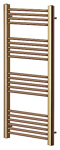 Greened House Brushed Brass Heated Towel Rail 400mm W x 1200mm H | Flat, Central heating, Towel Radiator, Bathroom, Straight
