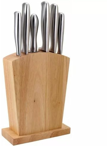 Luckyberg Messerblock mit Messer | 7 Teilige Kuchenmesser Set mit Brotmesser, Messerchef, Gemüsemesser, Allzweckmesser, Schälmesser, Schärfwerkzeug, Holzblock, (Modell 4)