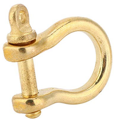 OUKENS 2er-Set D-Ring-Schäkel aus Reinem Messing Mit Schraubstift, 10-mm-Ankerschäkel aus Reinem Messing, U-Typ-Anhänger-Schlüsselanhängerhaken Mit Goldener Verbindungsschnalle