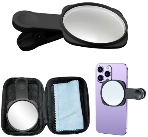 Vordpe Handy Reflexionskamera Spiegel, Verstellbarer Handy-Spiegel Clip, Tragbares Handy-Reflexionskamera-Clip für Unterwegs für Reise Handy Zubehör (Schwarz)