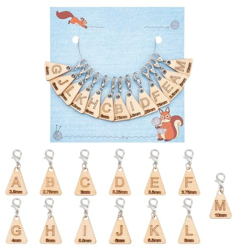 nbeads 13 Stück 13 Stile Holz Stichmarkierer, Häkel-Maschenmarkierer Mit Holzbuchstaben Verriegelbarer Maschenmarkierer Mit Karabinerverschluss von Richtungsrichtlinien