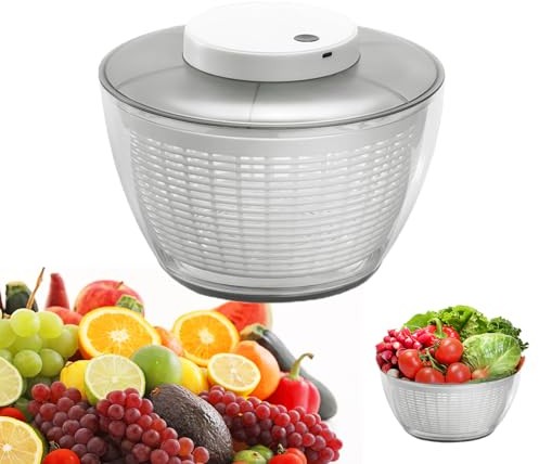 Centrifuga per insalata 4,5L/6L Insalata Elettrica di Grande Capacità Verdure Frutta Lavasciuga Filtro Scolapiatti, USB Lattuga Spinner Cleaner con Ciotola per l'essiccazione di verdure (4.5L)