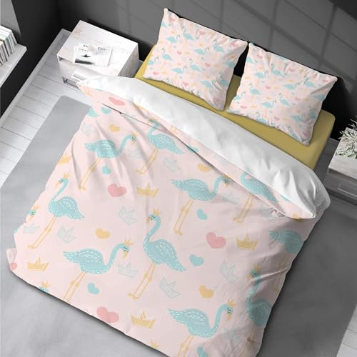 Bettbezug Queen Pink Animal Print 3-teiliges Bettwäscheset für Frauen Mädchen Mikrofaser Trösterbezug Kissenbezüge 220x260cm /80x80cmx2