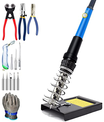 Glasschneid- und Löt-Set, für Mosaikfliesen und Buntglas, Premium-Werkzeug-Set mit Anfängeranleitung, für Glaskunst-Klassenzimmer, 18-teilig