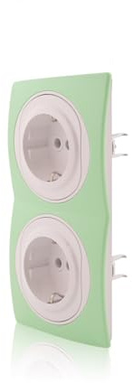 Intratec Nobilis Set 2er Rahmen & 2X Schuko Steckdose 16A/230V, Ø 60mm, 151x80mm vertikal Grün Wandmontage