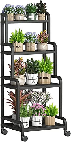 Pflanzenregal Pflanzenständer für den Innenbereich, Pflanzenständer für den Garten, 4-stufiges Leiterregal aus Metall zur Präsentation von Blumenpflanzen, Pflanzenregal für den Außenbereich, Blumenau