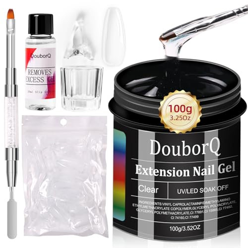 Major Dijit Aufbaugel für Gelnägel Set 100 g / 3,52 oz – LED/UV Builder Gel mit 100 Stück Nagelformen und Einem Doppelseitigen Nagelpinsel zum Entfernen von überschüssigem Gel