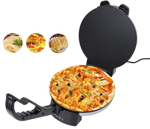 Machine à Tortilla électrique 1800 W, Presse à Tortilla électrique Antiadhésive en Alliage D'aluminium, Crêpière, Machine à Tortilla et Roti, Presse à Pâte pour Petit-déjeuner