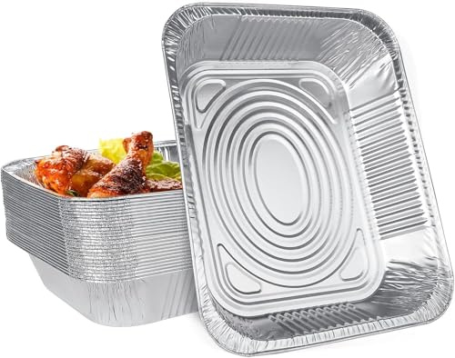 Abaigeal 30 bandejas grandes de aluminio desechables, 32,5 x 26,2 x 6,3 cm, bandejas de catering de 3500 ml, recipientes de alimentos para barbacoa, asar, hornear, cocinar y asar