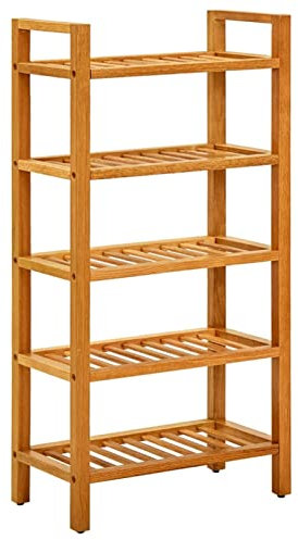 XFZJCHAP Schuhregal aus massiver Eiche mit 5 Regalen, 50 x 27 x 100 cm, Schuhaufbewahrung für Flur, Eingangsbereich, Wohnzimmer, Schrank, Schuhregal aus Holz