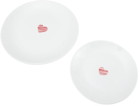 PRETYZOOM 2 Piatti in Ceramica A Forma di Cuore Versatili per Snack Torte Piatti per La Colazione Resistenti Calore Adatti Forno A Microonde