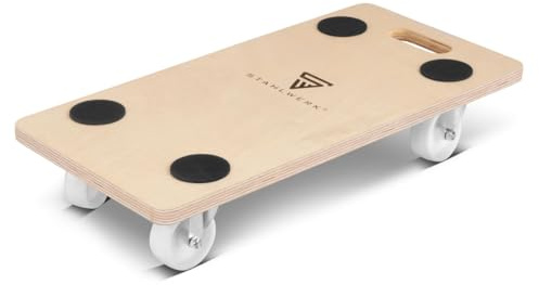 STAHLWERK Transportroller (TR-250 ST) 250 kg Tragkraft & 58 x 29 cm Fläche | Rollbrett mit abriebfesten Lenkrollen & Gummi-Pads für festen Halt, Möbelroller für Möbeltransport und Tischtransportwagen
