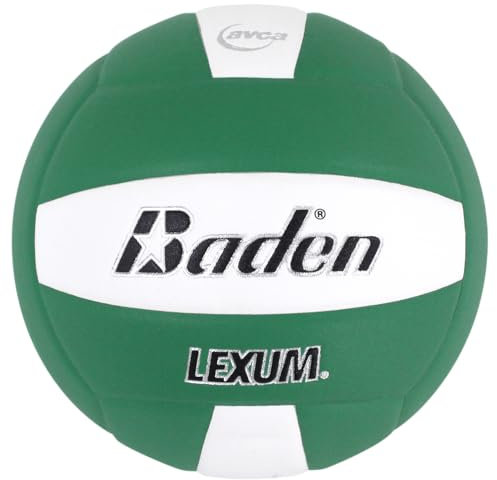 Baden Lexum Volleyball aus Premium-Mikrofaser für den Innenbereich, offizielle High-School-Spiel-Volleyball, 13U bis 18U, offizielle Größe + Gewicht, AVCA-genehmigt, Grün/Weiß