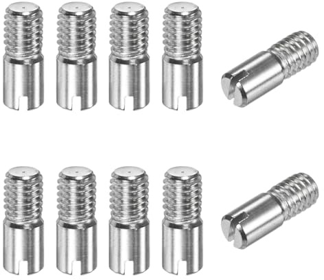 M METERXITY 10 Stück 304 Edelstahl Außengewinde Zylinderstifte, Φ6*16mm, Geschlitzter Spannstifte, Gewindestifte, Metallstifte, Befestigungsstiftestifte, für Möbel, Bastelprojekte