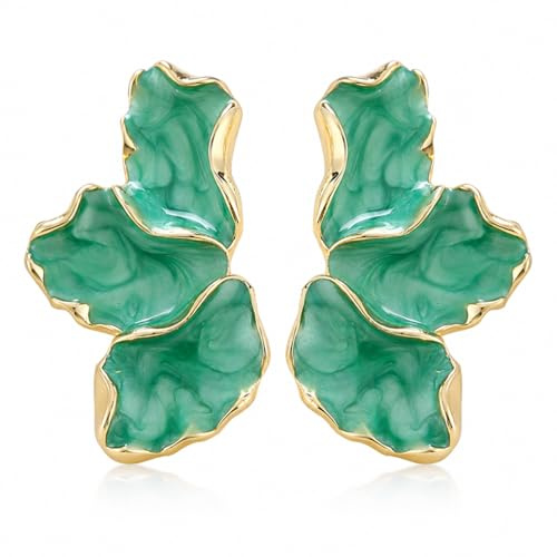 Boucles d'oreilles pétales émaillés élégants - Bijoux légers cadeaux été printemps (Blanc)