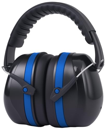 JITIFAZH Ear Defenders Adults with SNR 34dB, Lightweight Protection Earmuffs with Headband, Provide Hearing Protection For Shooting, Construction, Yard Work, Machinery Work Mowing (Blue)