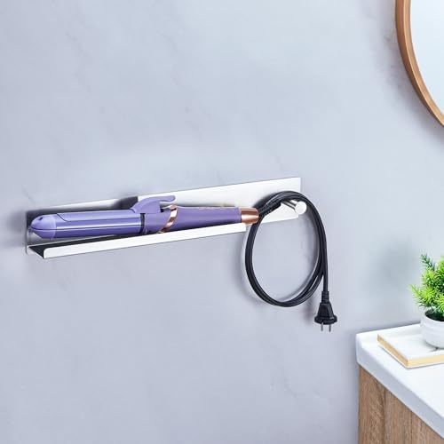 Glätteisen Halterung Ohne Bohren, Föhnhalter Wand, Edelstahl Lockenstab Halterung, Selbstklebender Föhnhalterung Haartrocknerhalter, Glätteisenhalter für Bad, Friseursalons, Schminktisch