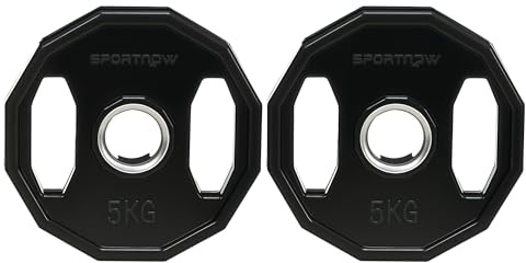 SPORTNOW Olympic Weight Plates Set, Metal and Rubber Bumper Plates Weights Discs with 2/5cm Holes, for Home Gym Weight Lifting Strength Training, 2 x 5kg, Black