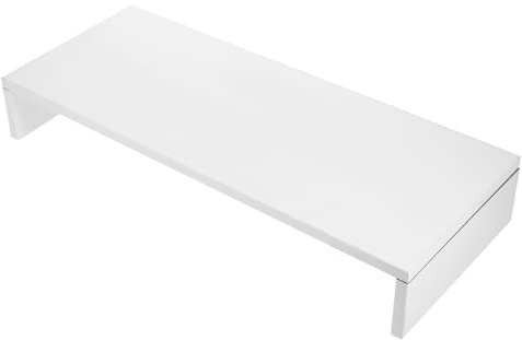 Angoily Supporto per Monitor da Tavolo e Rialzo per Schermo Computer Multifunzione, Ripiano Spesso Bianco per Laptop e TV, Organizer Salvaspazio per Casa e Ufficio