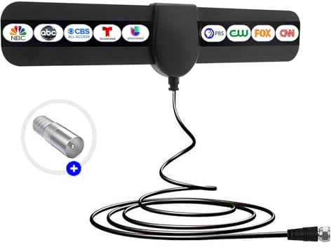 TV Antenna, 2025 New Digital Antenna for Smart TV, Support 360° Reception 4K 1080p All TV's for Local Channels, Smart Switch Amplifier Signal Booster -10.5ft Coax HDTV Cable, Portable Antenna Indoor