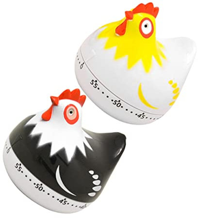 ABOOFAN 2pcs Mechanical Kitchen Timer Hen Shape Plastic Cooking Timer with Alarm for Home Baking and Exercise Time Management Creative Cartoon for Cooking Assistance