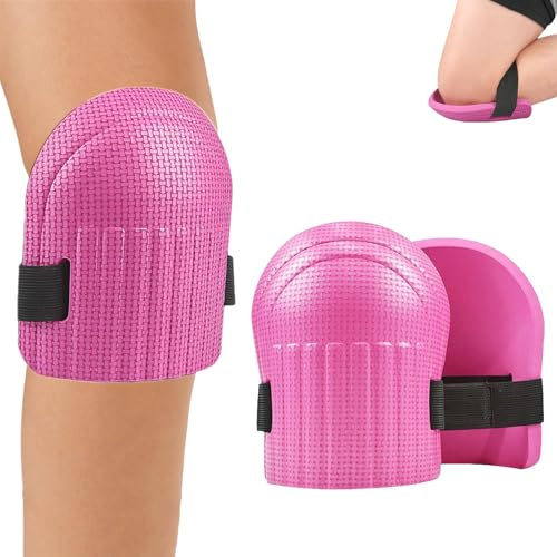 Gardening Knee Pads, Sturdy Knee Pads for Dancing, Volleyball, Work, Construction, Cleaning Floors, Gardening, Men and Women Suitable Kneeling Cushions with Adjustable Elastic Band (Rose)