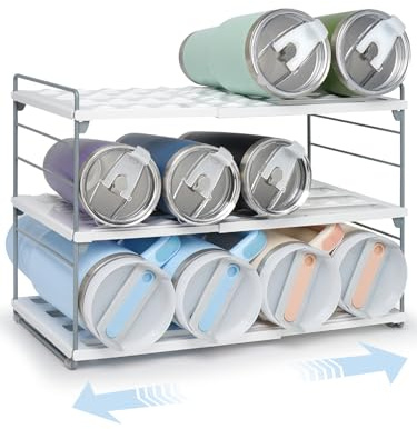 JUPELI 3-Schicht Flaschenregal Verstellbar Flaschenhalter Küche Kühlschrank | Für 1.2L Thermoskannen Sportflaschen Getränke Bier | Stabil Anti-Rutsch BPA-frei