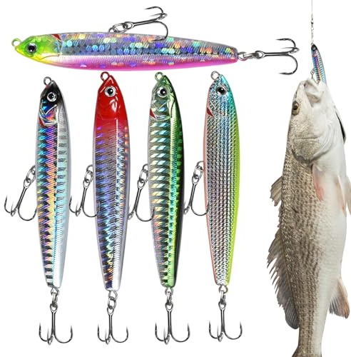 Mihauuke Leurre Stick Plongeant - Kit Leurre Dur Plongeant Longue Distance | avec Petits Hameçons Et Lancer Long pour Truite Bar en Lac Rivière Étang Bateau Kayak Rive pour Pêche en Eau
