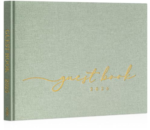 Lanpn Gästebuch Hochzeit 2026 mit 108 Leeren Seiten, Leinen Hochzeitsgästebuch, Hochzeitsbuch Hochzeitsempfang Gästebücher für Jubiläen Geburtstage Babyparty Taufe Anmeldungen & Fotos (Salbeigrün)