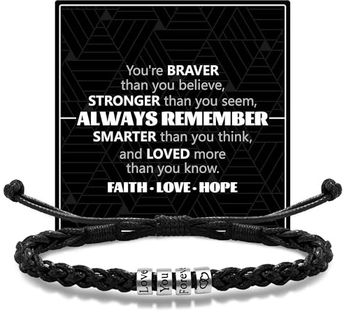 RMMD Mens Bracelets Leather - Men's Bracelets Gifts for Men, Engraved Mens Leather Bracelet for Men, Best Friend Birthday Valentines Valentines Gifts for Boyfriend Dad Husband Grandad