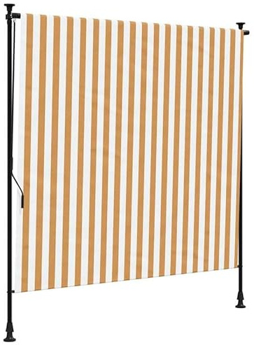 Tenda avvolgibile esterna in tessuto e acciaio, 150 x 270 cm, arancione/bianco, tenda con rivestimento in poliuretano (poliestere 180 g/m²), resistente alle intemperie e durevole per terrazza e