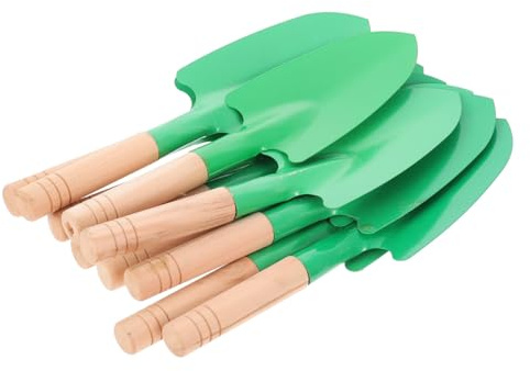 JOINPAYA Set da 10 Vanghe da Giardinaggio in Metallo Manico in Legno Pale da Piantagione Multifunzionali per Giardino Cortile e Orto Attrezzi Resistenti per Piantare e Diserbare