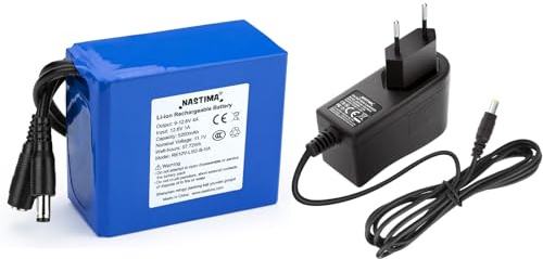 NASTIMA Batería Recargable de Iones de Litio de 12V 5200mAh CC, con 12V 1A 12W Adaptador
