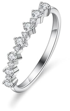 Ayoiow Eternity Band Eheringe für Damen mit Moissanit, Vorsteckring Platin für Sie, Platin 950 Größe 65 (20.7)