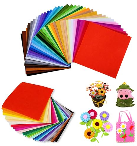 Pushiibee Farben Bastelfilz, 80 Stück Filz Zum Basteln für DIY, 2 Größen Felt Fabric 40 Farben Bunter Filzstoff Farbig Filz Blätter Vliesstoff Stoff Filzplatten für Nähen Basteln