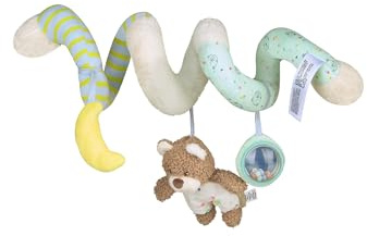 Sterntaler Spielzeugspirale Bär BO, Baby-Spielzeug zum Aufhängen, weicher Flausch und bunter Jersey, Rassel mit Spiegel und weichem Mond, 26×21×11 cm, bunt