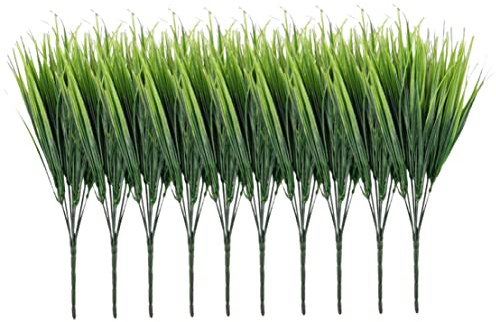 BeVistoso Pianta di finta, Piante artificiali Piante di finta per interni ed esterni Arbusti di plastica di grano verde per la decorazione domestica 10 pezzi 16 pollici verde per la casa