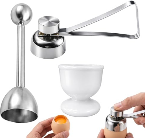 Boiled Egg Cutter, Egg Topper Cutter for Boiled Eggs, Soft Boiled Egg Topper Cutter, Egg Cracker, 3-Piece Egg Shell Remover Set