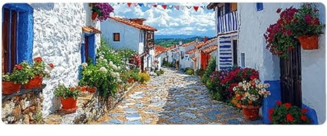 Large Mouse Mat, 30x60cmx3mm, Gaming Mouse Pad, Rubber Base, Stitched Edges, Water Resistant Easy Clean, For All Types, Extend Desktop Protection, Office Men's Gifts, Street Landscape D1YY-591